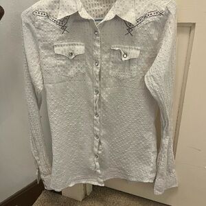 Wrangler White Snap-Up Shirt with Sparkle Details